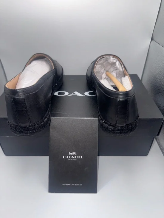 Coach Charlie Leather Espadrille Flats Black Women's Size 7 w/Box - Picture 7 of 9